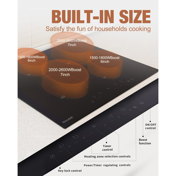 Weceleh Induction Cooktop 30 inch with 4 Burners, Boost Wayfair